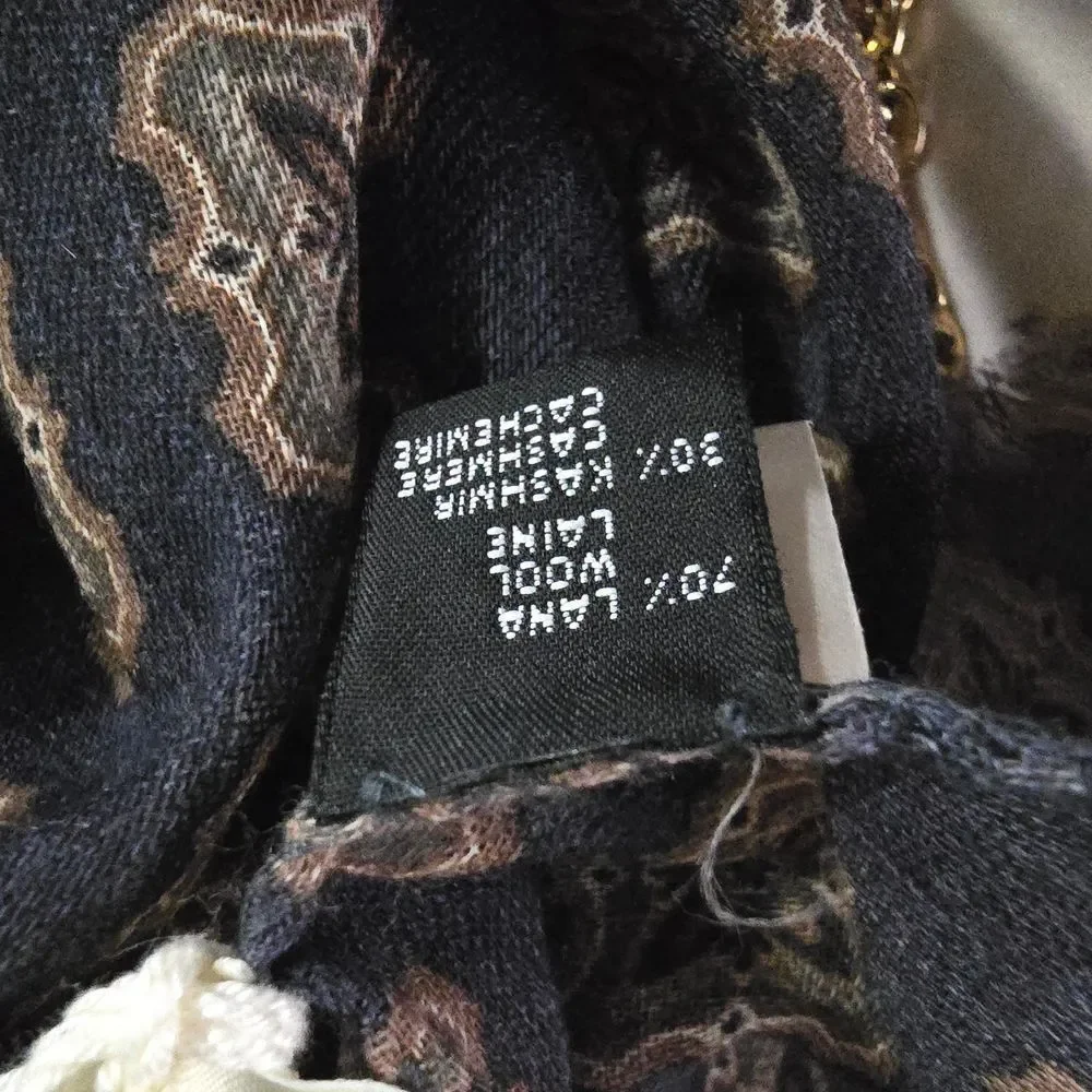 NWT Borrelli Napoli Cashmere Scarf Navy Medallion Print $425 Retail